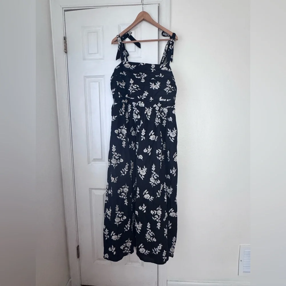 Abercrombie & Fitch Emerson Tie-Strap Maxi Black Floral Dress XLT - Picture 5 of 11
